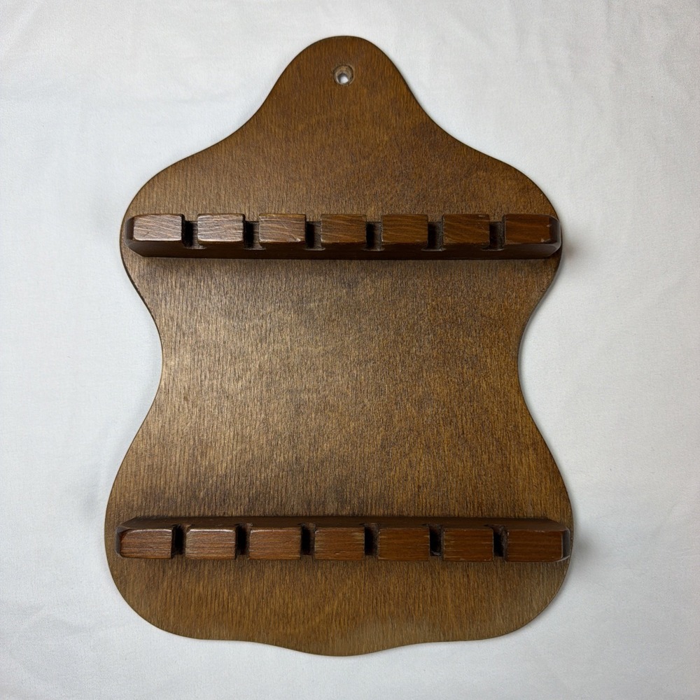 Vintage Wood Wall Mount Souvenir Spoon Display Rack Holds 12 Spoons